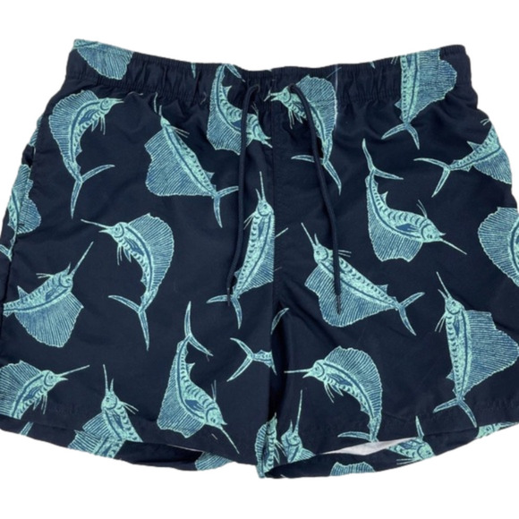 Jake Austin Marlin Swim Trunks board shorts Size M medium lined w pockets navy - Picture 1 of 5